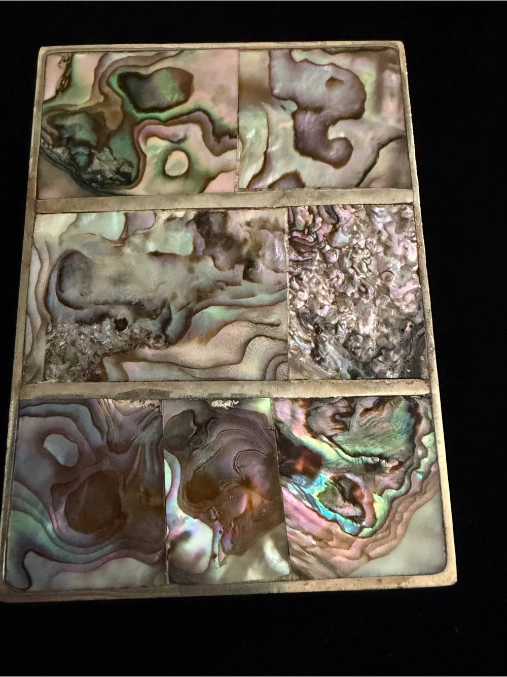 Vintage Abalone Inlay Silver Tone Belt Buckle